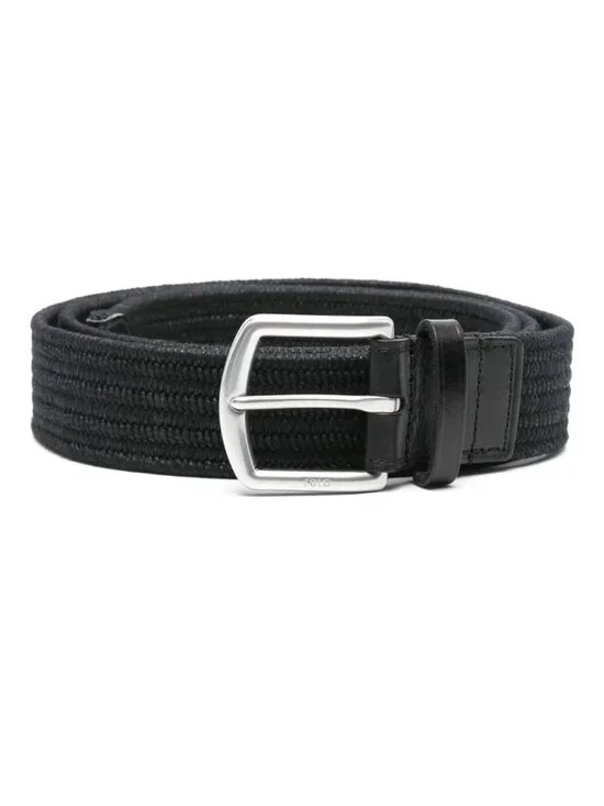 NWT Polo Ralph Lauren Leather-Trim Braided Belt Black Size Medium
