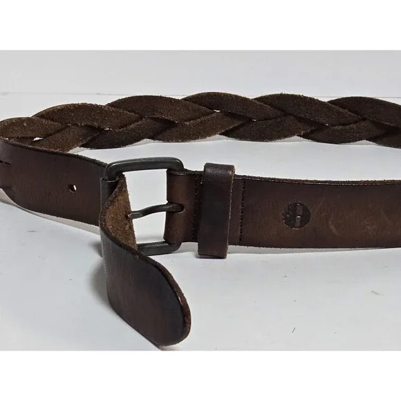 Vintage Timberland Belt Mens Sz 36 Leather‎ Logo  Brown USA