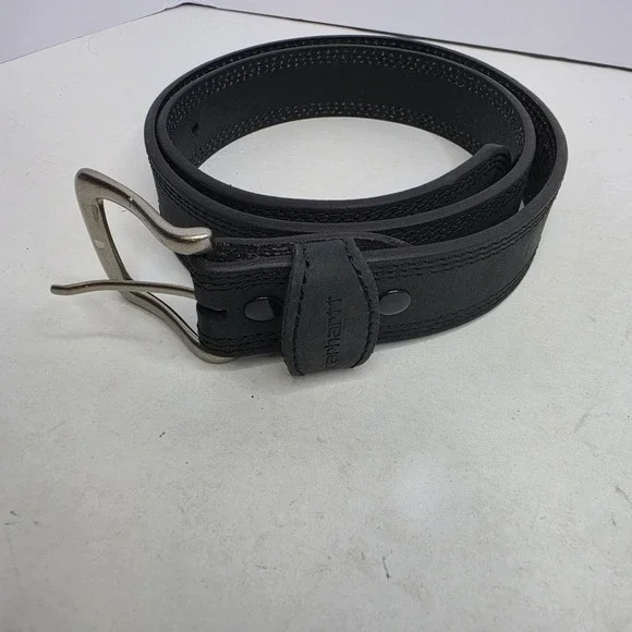 Carhartt Belt Grayish Black Top Grain Leather Size 34 Measures 40