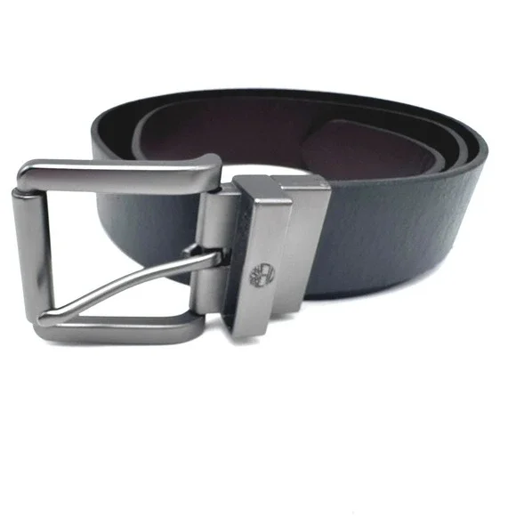TIMBERLAND Men's 34 Reversible Leather Belt Black Brown Gunmetal Buckle