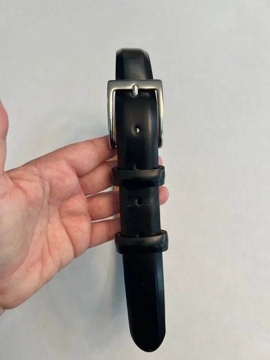 Men's Cole Haan Black Leather Belt with Silver Buckle