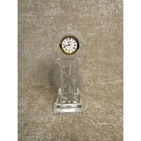 Crystal Legends by Godinger Grandfather Desktop Mantel Quartz Clock Clear 7