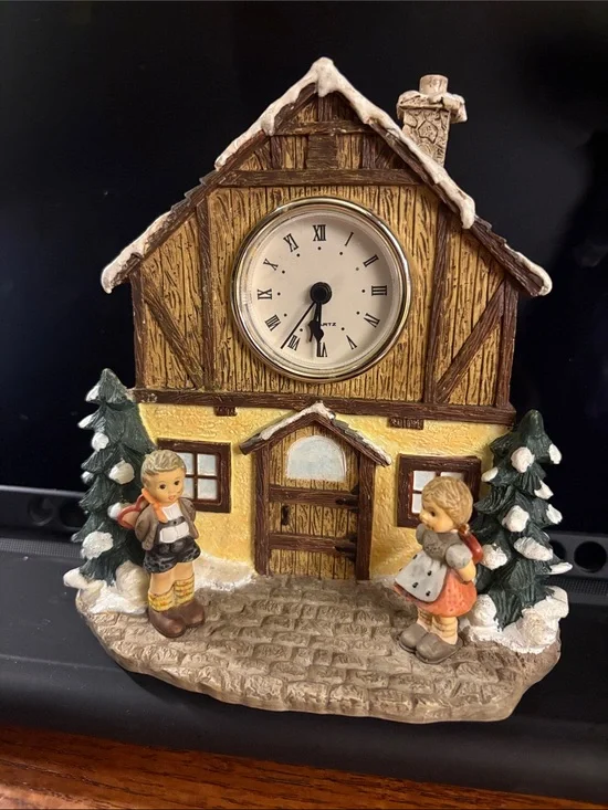 Goebel Sweetheart Cottage Clock with Children Figurines