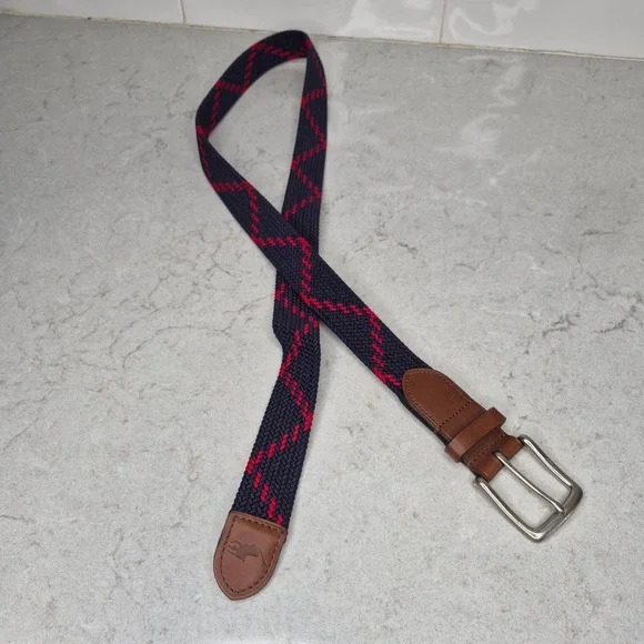 Polo Ralph Lauren Belt Braided Woven Stretch Navy Red Mens