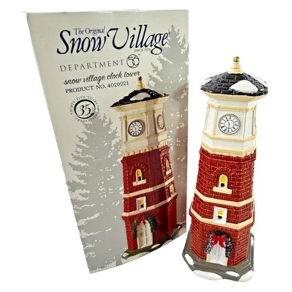 Dept 56 SNOW VILLAGE CLOCK TOWER 35th Anniversary Retired #4020221 Box‎ Read