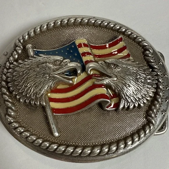 Patriotic Eagles‎ Flag Belt Buckle Limited Edition Vintage Tandy TLF.