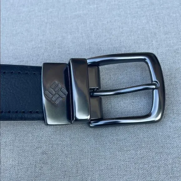 Columbia black leather belt with silver buckle Size 42
