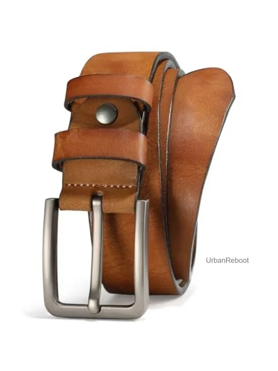 Men's Full Grain Genuine Leather Belt Heavy Duty Work Casual Everyday Belt