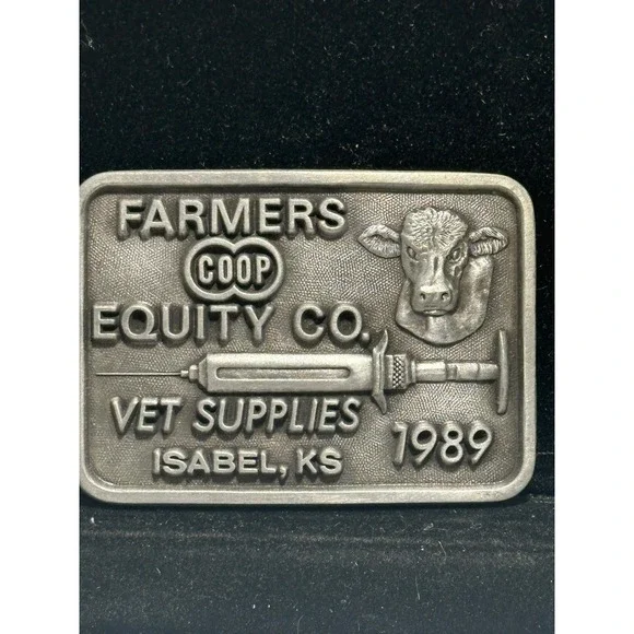 Vintage 1989 Farmers Coop Isabel KS Cow Vet Limited Edition 33/250 Belt Buckle