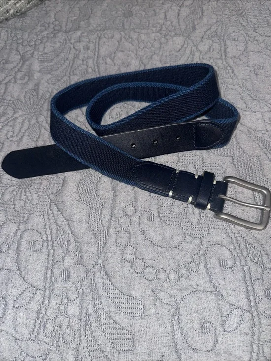 Banana Republic Leather Canvas Belt Navy 34