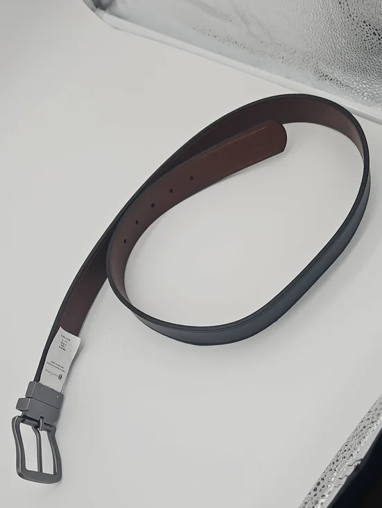 The Bradford Exchange Black and Brown Reversible Leather Belt for Men
