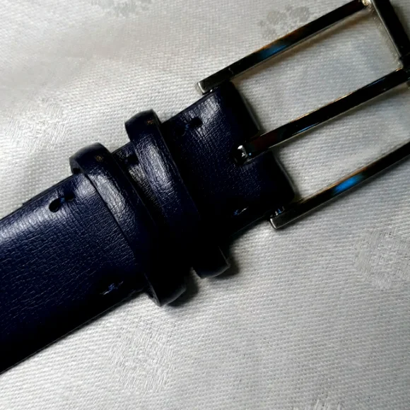 Calvin Klein dark blue leather belt. 34 inches long