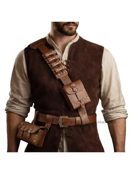 Medieval Renaissance 6pc Leather Costume Belt Harness Set LARP Cosplay