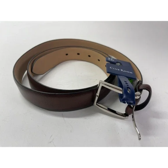 Club Room Mens Faux Leather Belt Brown XL 42-44 BQKJ