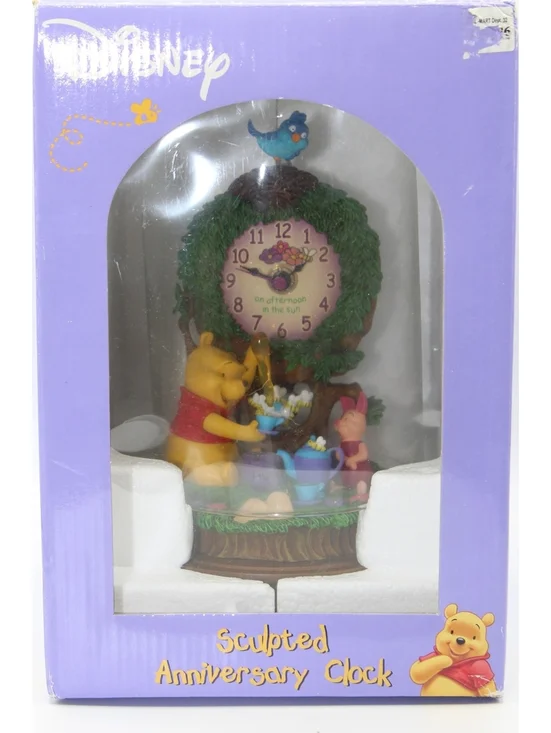 Disney Winnie Pooh Glass Dome Piglet Tree Pendulum Sculpted Anniversary Clock 9