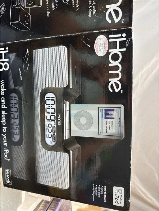 iHome iH8 Digital Clock Radio iPod Dock Dual Alarm Remote Black-  No Cord