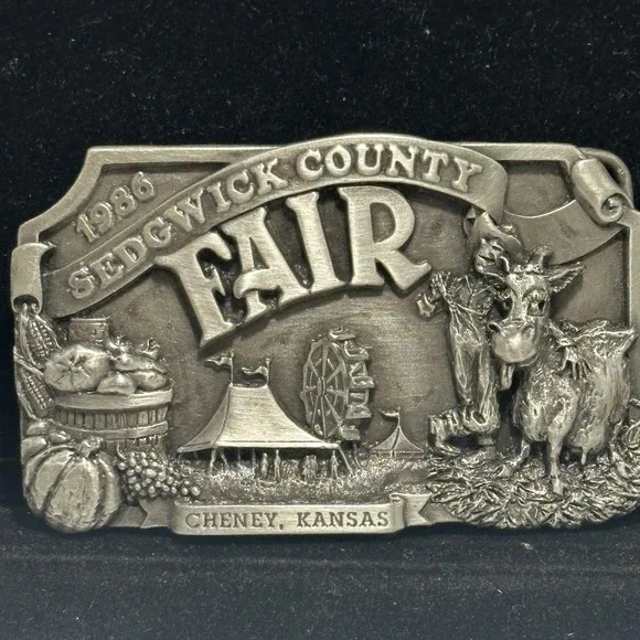 Vintage 1986 Sedgwick County Fair Kansas Limited Edition 55/750 Belt Buckle
