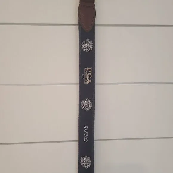 PGA Navy Blue Belt with Brown Leather Accents, Whistling Straits