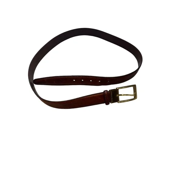 Johnston & Murphy Brown Full Grain Leather Belt‎ Mens Size 36 Solid Brass USA