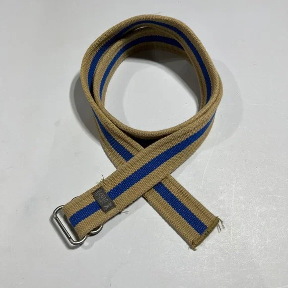 American Eagle Y2K Mens Striped Canvas Web Belt D-Ring Buckle OS‎ 90s Grunge