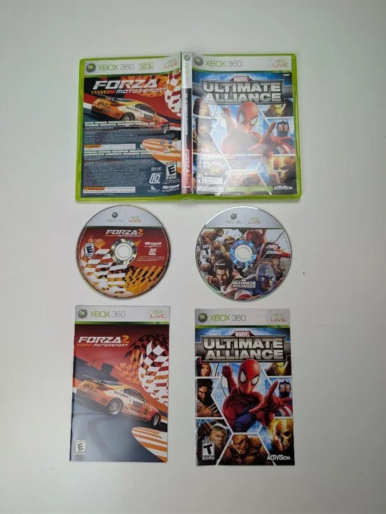 CIB Forza Motorsport 2 & Marvel Ultimate Alliance Game Bundle Xbox 360 Complete