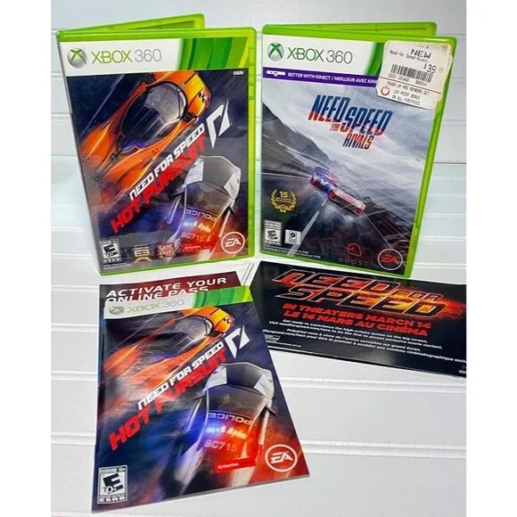 Need for Speed: Hot Pursuit (Microsoft Xbox 360, 2010) & Need for Speed: Rivals