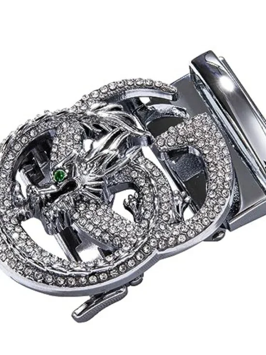 Men's Real Leather Ratchet Belt with Sliding Buckle, Adjustable Dress Belt