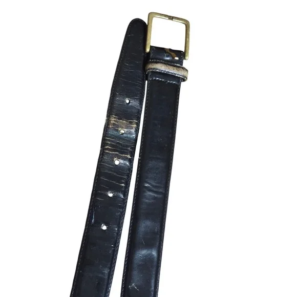 Brighton Mens English Calf Leather Belt 36 Solid Brass Buckle Black 33803