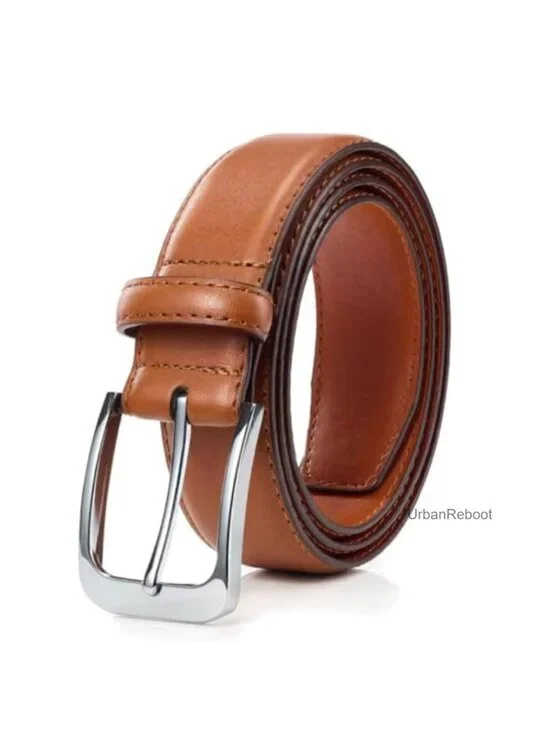 Genuine Leather Dress Belt Handmade Men's Zinc Alloy Buckle