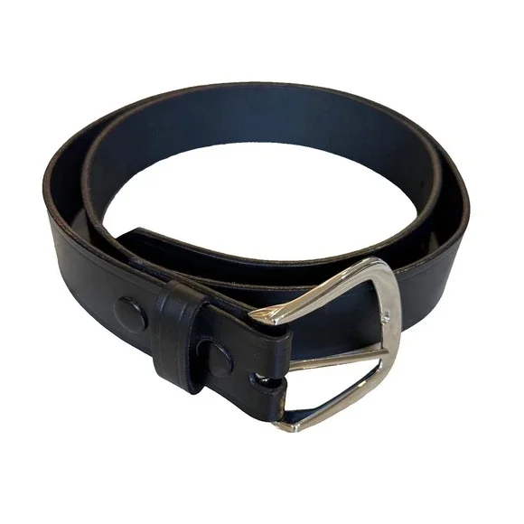 Premier Leather Co. Men's Smooth Black Gen Leather Belt w/ Silver Buckle Size 40