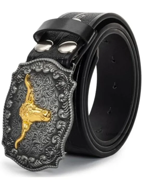 Western Cowboy Belt Waist 25-38 Faux Leather Embossed PU