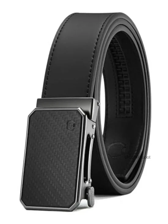 Genuine Leather Ratchet Belt for Men, Adjustable 1 3/8 Inch, Holeless Design