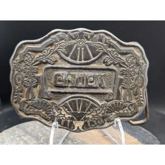 Vintage “CHUCK” Belt Buckle – NDO Inc. – Ornate Western Design – USA