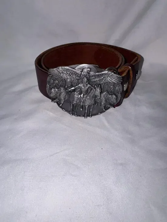 VTG Siskiyou leather and pewter mens belt