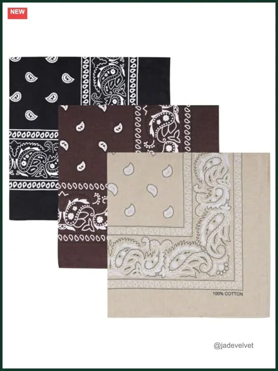 3-Pack 100% Cotton Paisley Bandanas 22