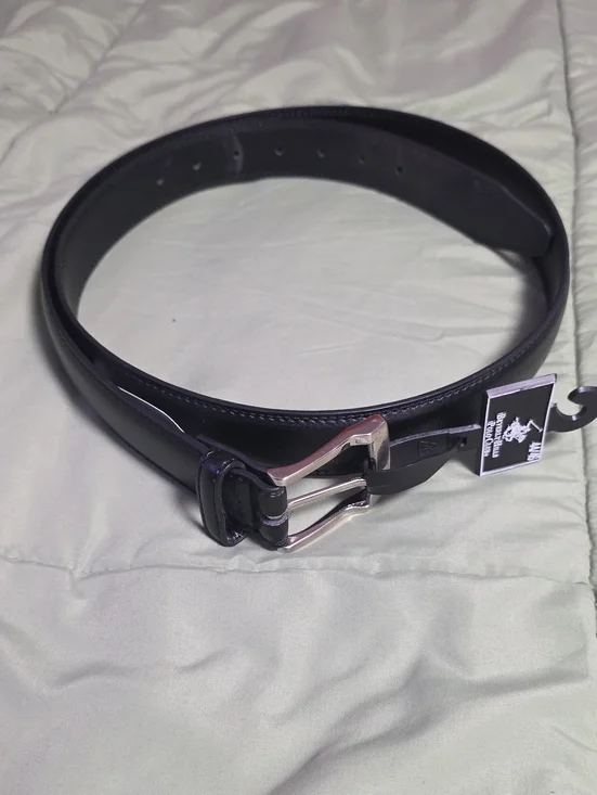 Beverly Hills Polo Club Black Bonded Leather Belt, Sz 44/46