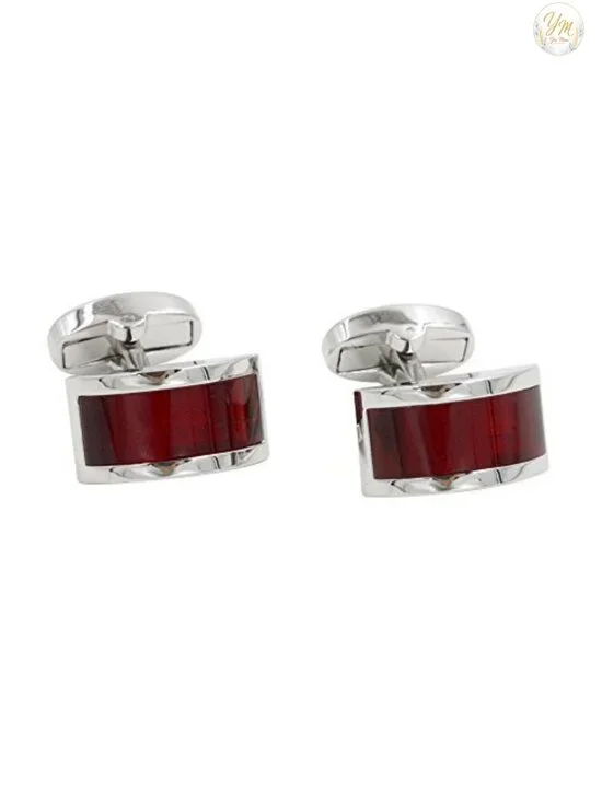 Men's Ruby Red Cufflinks Alloy Steel Round Toggle Clasp Wedding Anniversary Gift