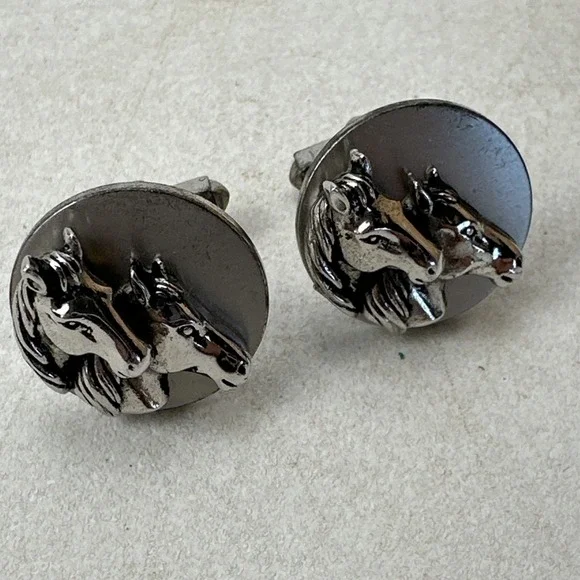 Vintage Horse Head Swank Sterling Cuff Links Western Stamped