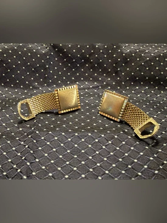 Gold-Tone Square Mesh Cufflinks - Men's Accessory