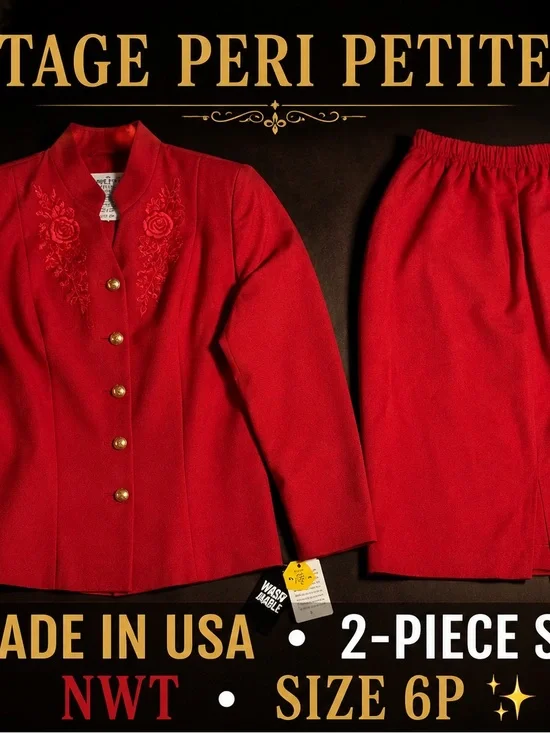 Vintage Red Two-Piece Skirt Set - Size 6P