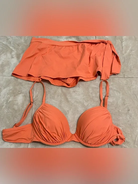 Tommy Bahama Orange Push-Up Bikini Top with Skirted Bottom