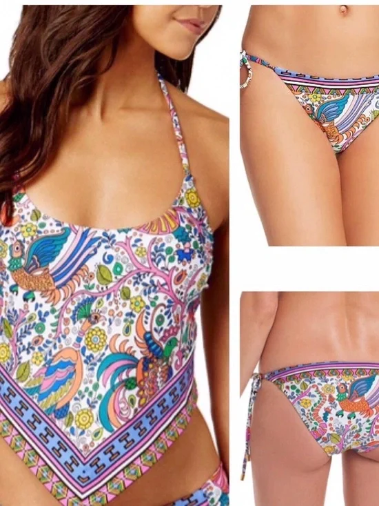 Trina Turk jungle beach set tankini top and side tie bottoms size medium / 6