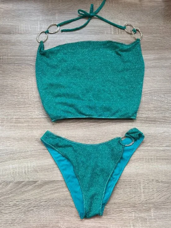 Oseree Lumiere O-Gem Two-Piece Tankini Swim Set Aguamarine
