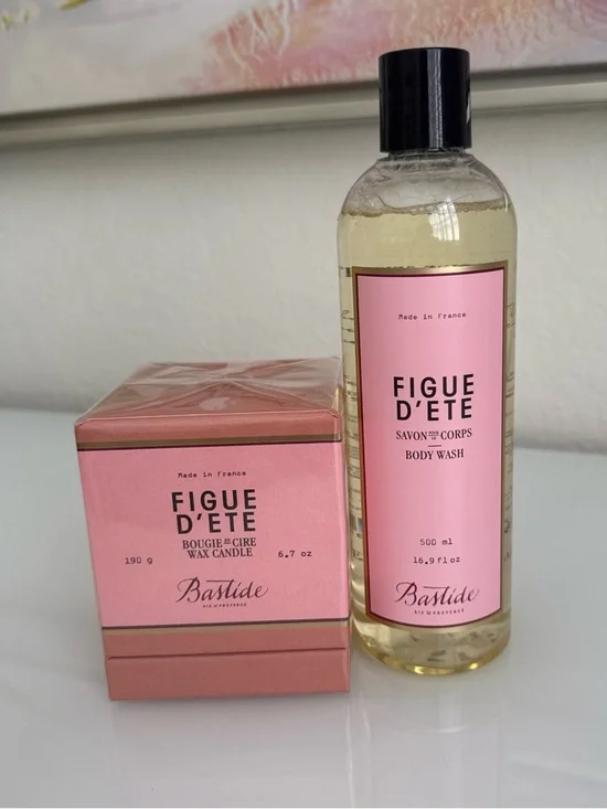 Figue d'Eté Pink Body Wash & Candle Set