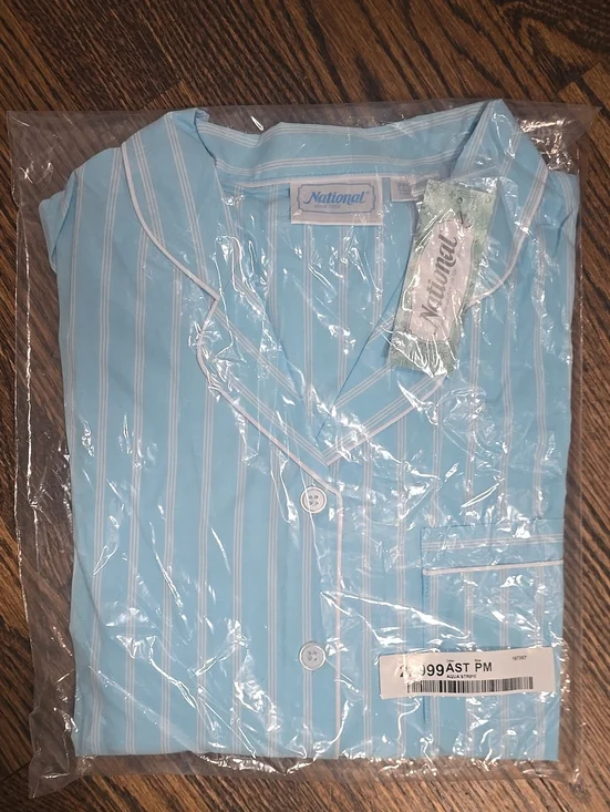 NWT Petite M. National Women's Aqua Blue Classic Pajama Set