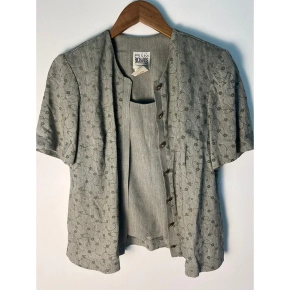 VTG R&M 6P Cottagecore Floral Cardigan Tank Coastal Grannycore Indie 90 Academia
