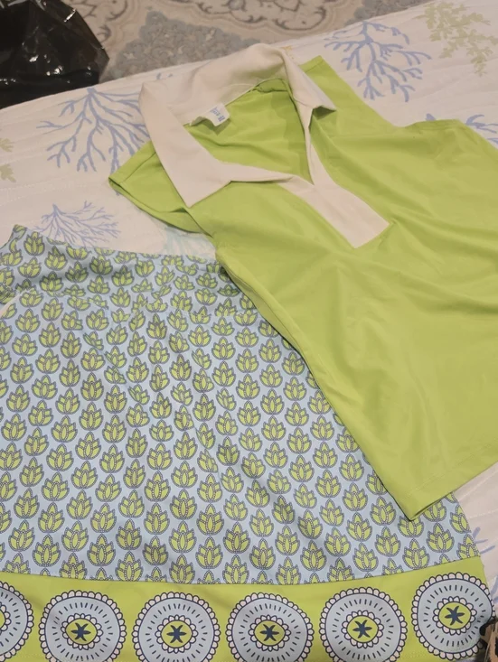Sigrid Olsen Lime Green Printed Skort Set