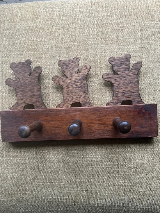 Wooden Peg Hooks with Teddy Bears