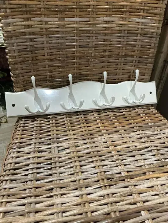 WEBI White Wall Mounted Coat Rack with 4 Triple Hooks