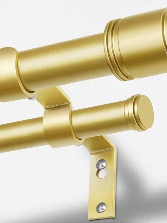 HOTOZON 32-86in Telescoping Curtain Rod 1in Dia Gold Metal Wall Mount Set